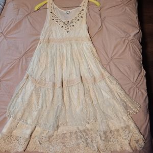 Vintage looking white lace sun dress small